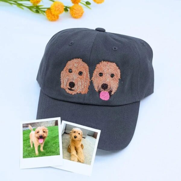 Custom Pet Embroidered Cap - Grey